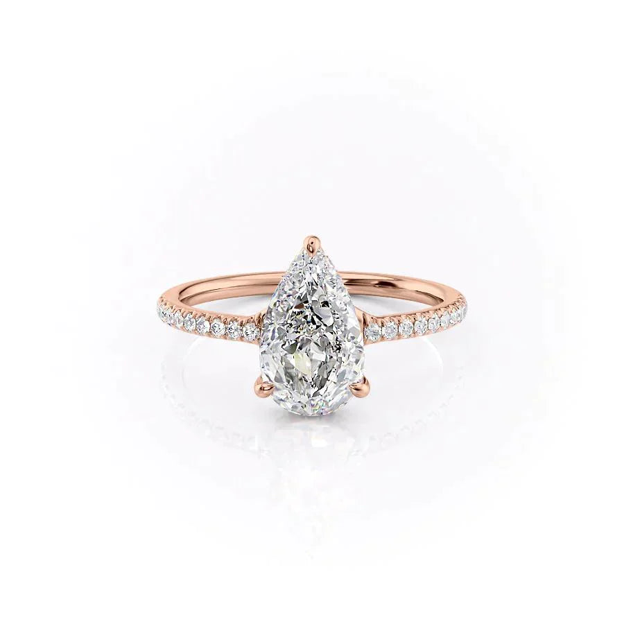 The Mandy Set  With A 5 Carat Pear 14K Rose Gold Moissanite