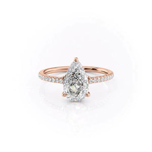 The Mandy Set  With A 5 Carat Pear 14K Rose Gold Moissanite