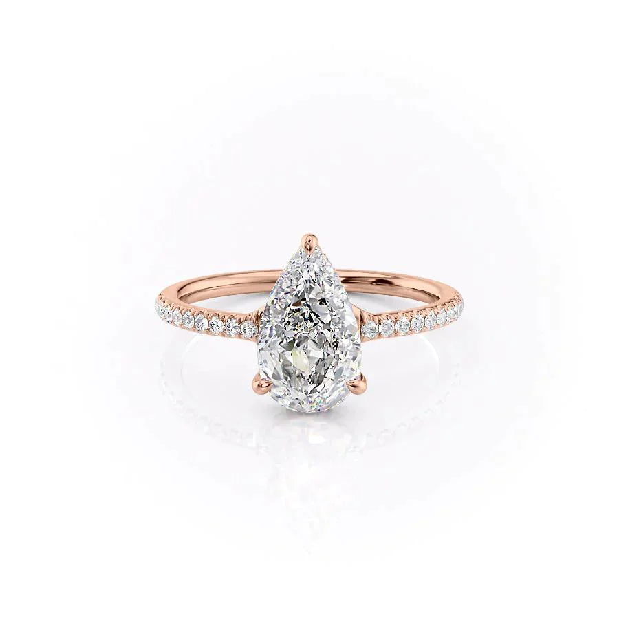 The Mandy Set  With A 1 Carat Pear 14K Rose Gold Moissanite