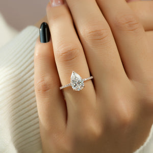 The Mandy Set  With A 1 Carat Pear 14K Rose Gold Moissanite