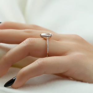 The Mandy Set  With A 1 Carat Pear 14K Rose Gold Moissanite