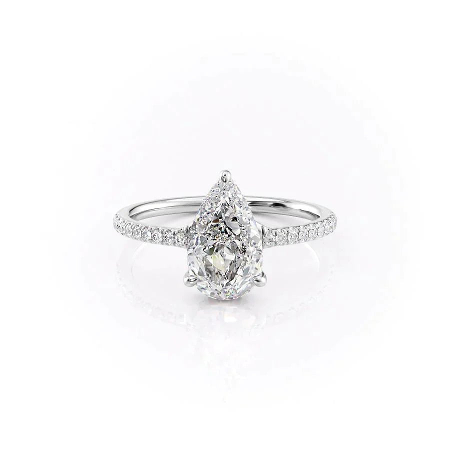 The Mandy Set  With A 2 Carat Pear 18K White Gold Moissanite