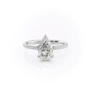 The Mandy Set  With A 3 Carat Pear 18K White Gold Moissanite