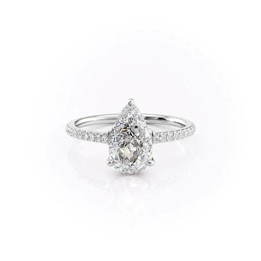 The Mandy Set  With A 5 Carat Pear 18K White Gold Moissanite