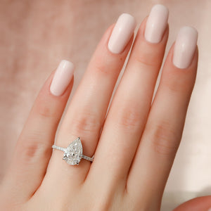 The Mandy Set  With A 1 Carat Pear 14K White Gold Moissanite