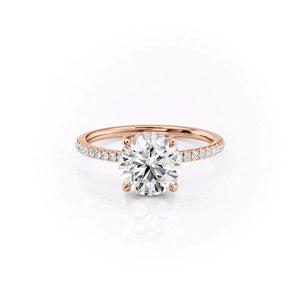 The Mandy Set  With A 2.5 Carat Round 14K Rose Gold Moissanite