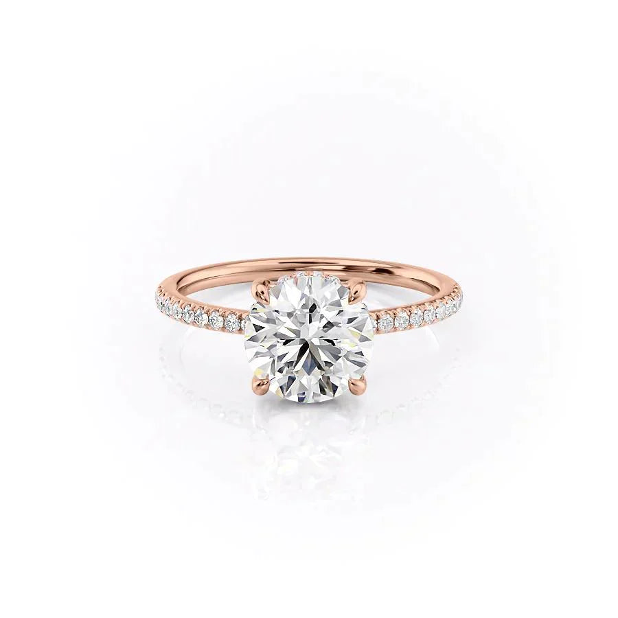 The Mandy Set  With A 4.5 Carat Round 14K Rose Gold Moissanite