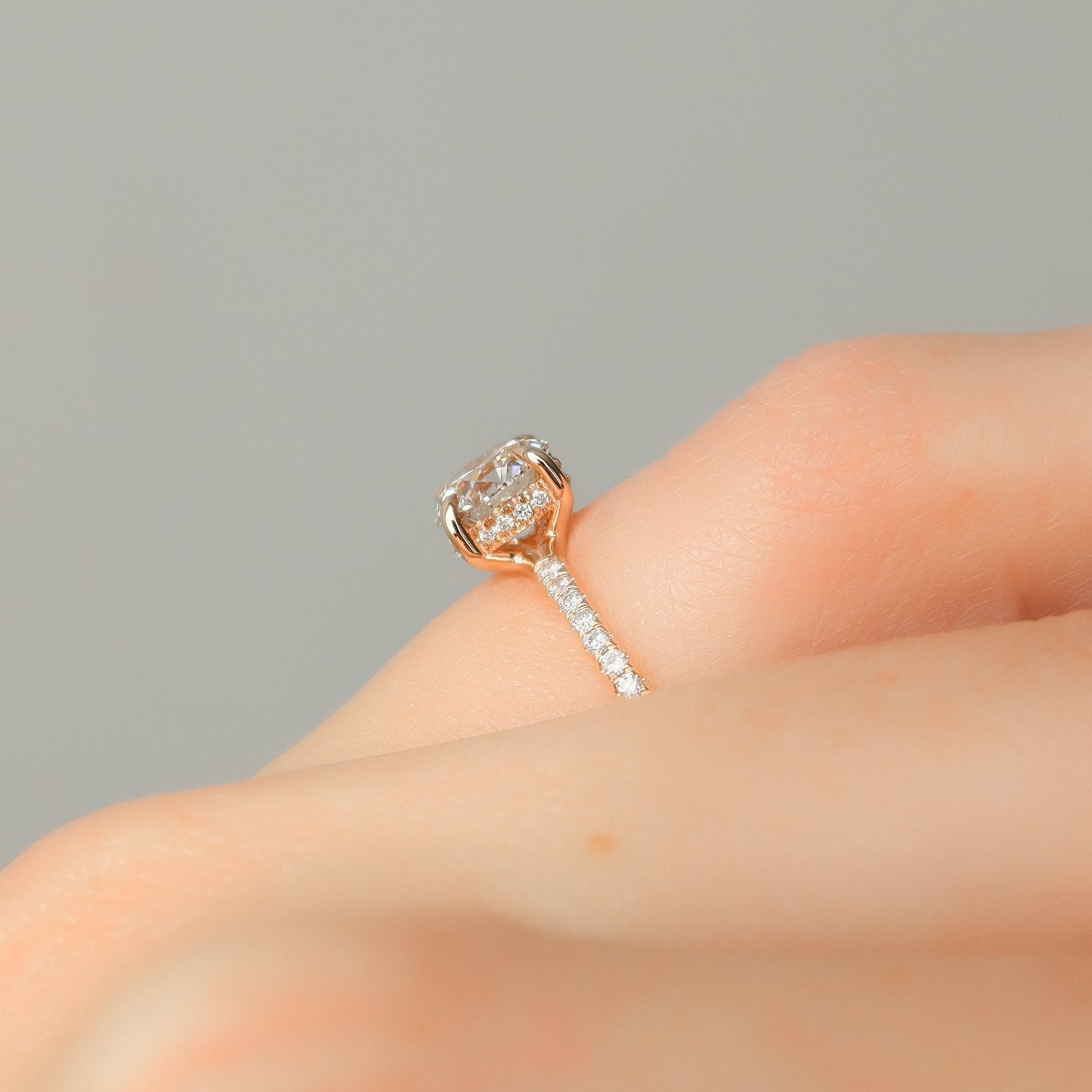 The Mandy Set  With A 4 Carat Round 14K Rose Gold Moissanite