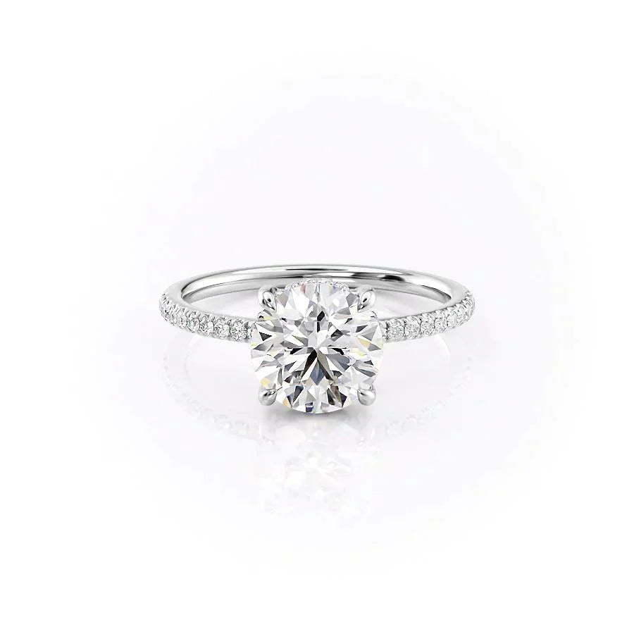 The Mandy Set  With A 1 Carat Round 14K White Gold Moissanite