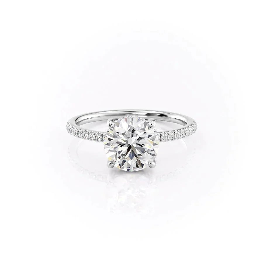 The Mandy Set  With A 1.5 Carat Round 14K White Gold Moissanite