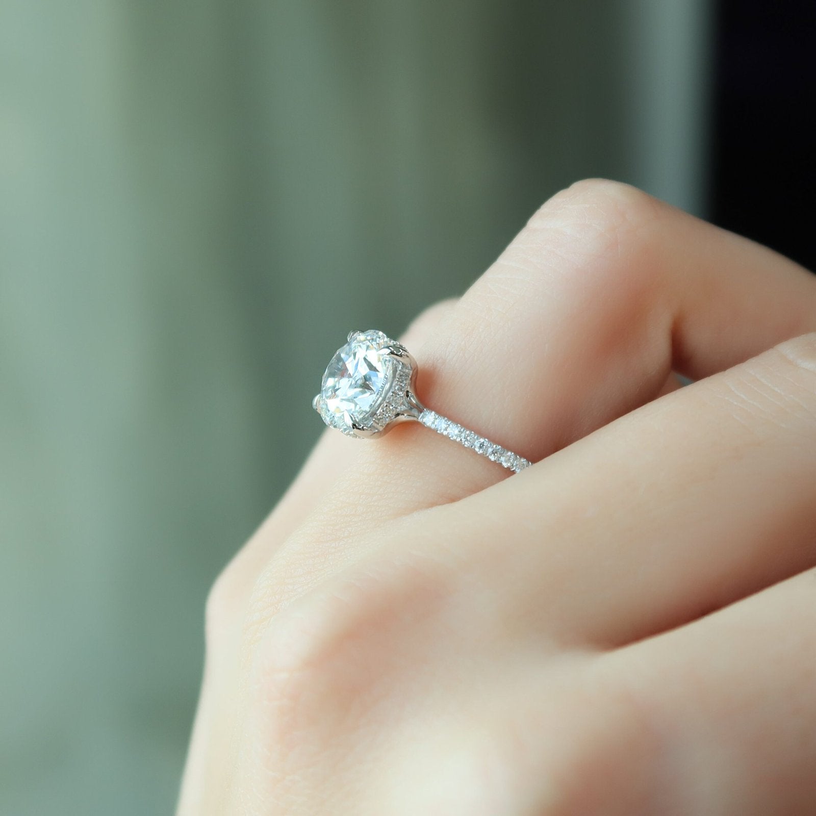 The Mandy Set  With A 1.5 Carat Round 14K White Gold Moissanite