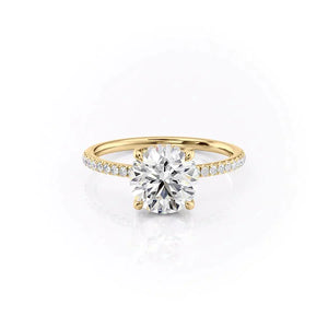 The Mandy Set  With A 1.5 Carat Round 18K Yellow Gold Moissanite