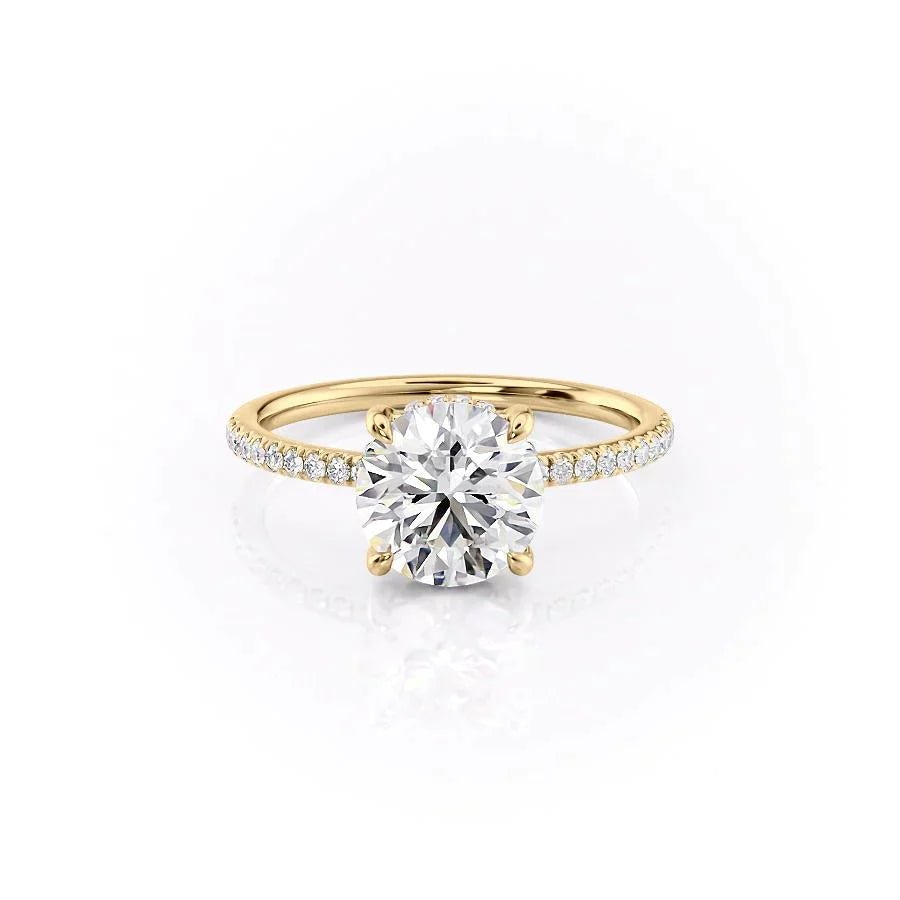 The Mandy Set  With A 1.5 Carat Round 14K Yellow Gold Moissanite