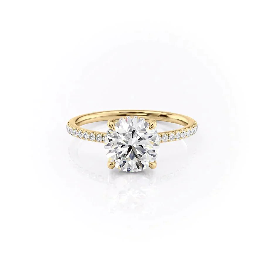 The Mandy Set  With A 5 Carat Round 18K Yellow Gold Moissanite