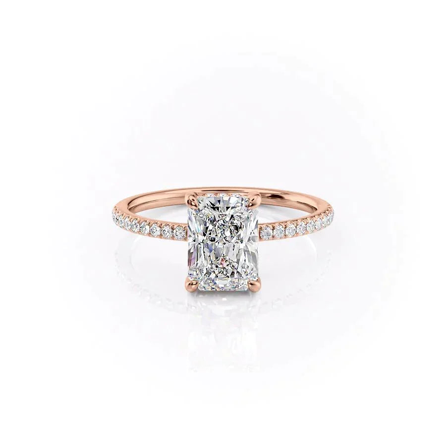 The Mandy Set  With A 5 Carat Radiant 14K Rose Gold Moissanite