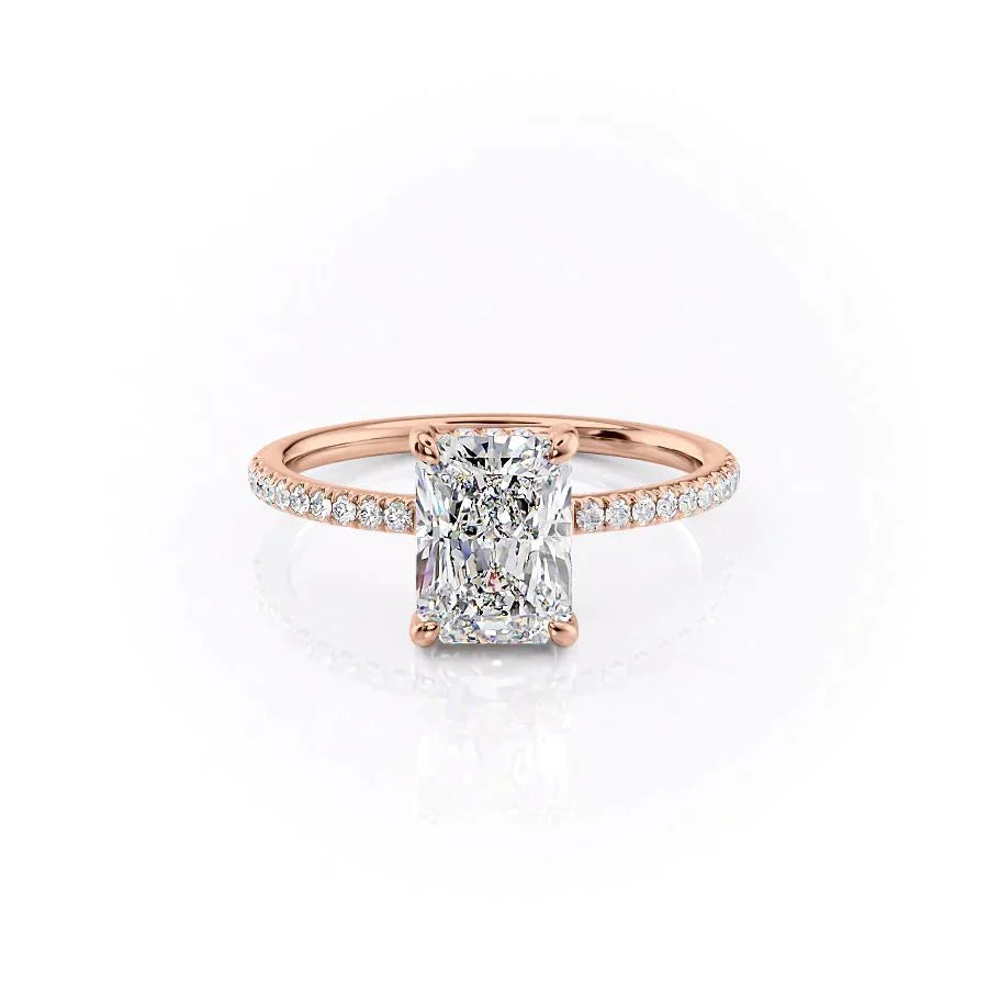 The Mandy Set  With A 1 Carat Radiant 14K Rose Gold Moissanite