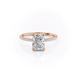 The Mandy Set  With A 4 Carat Radiant 14K Rose Gold Moissanite