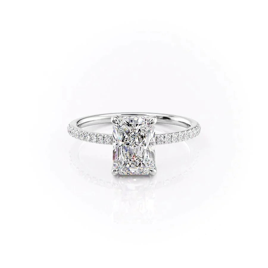 The Mandy Set  With A 1 Carat Radiant 18K White Gold Moissanite