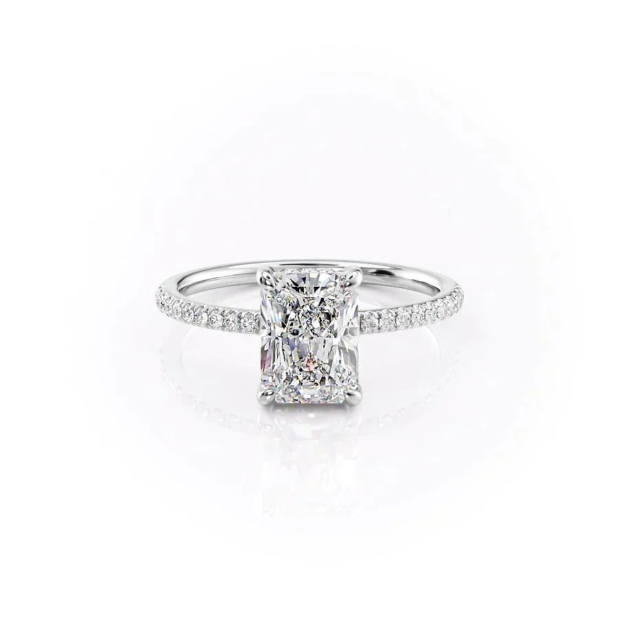 The Mandy Set  With A 3 Carat Radiant 18K White Gold Moissanite