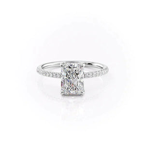 The Mandy Set  With A 3 Carat Radiant 14K White Gold Moissanite