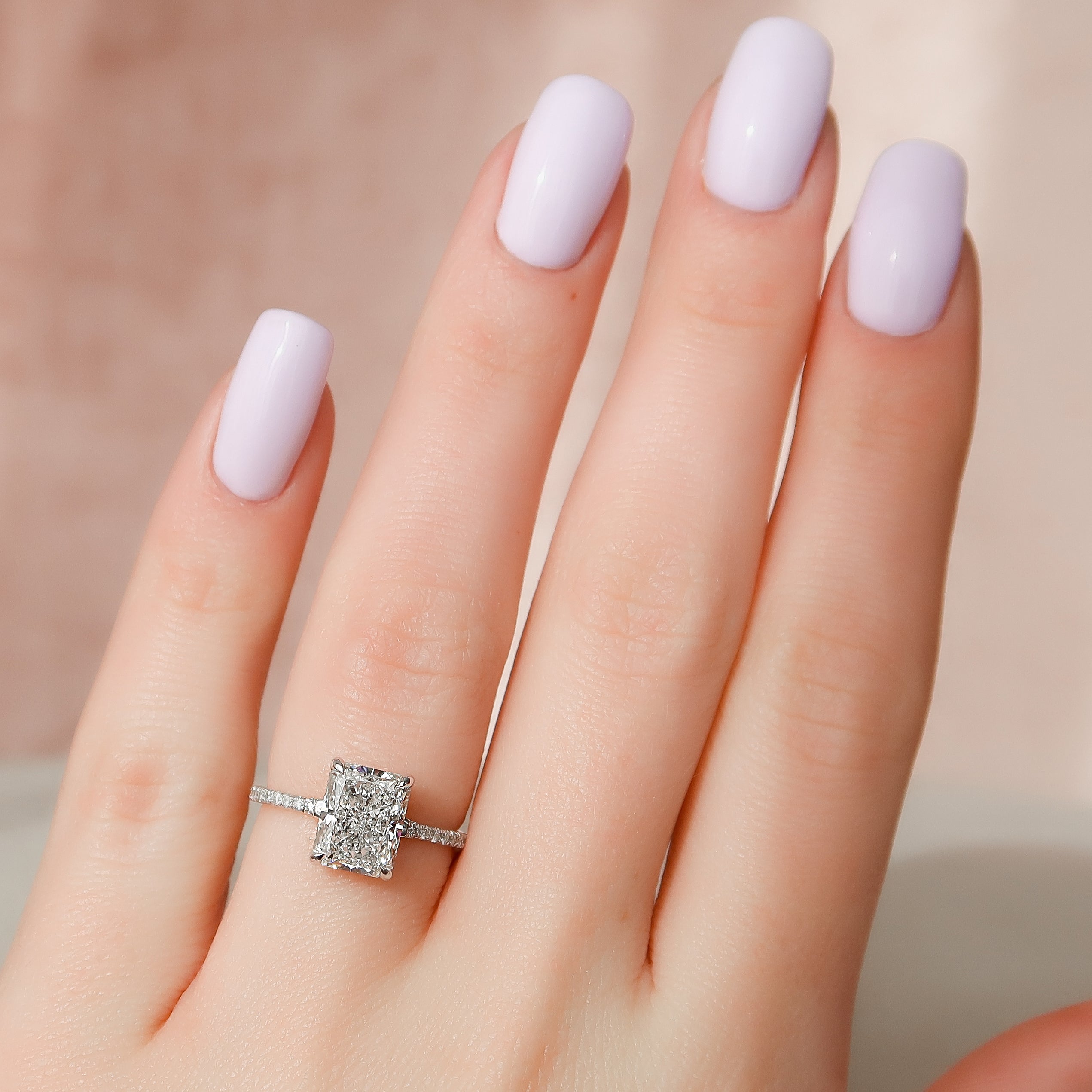 The Mandy Set  With A 1 Carat Radiant 18K White Gold Moissanite