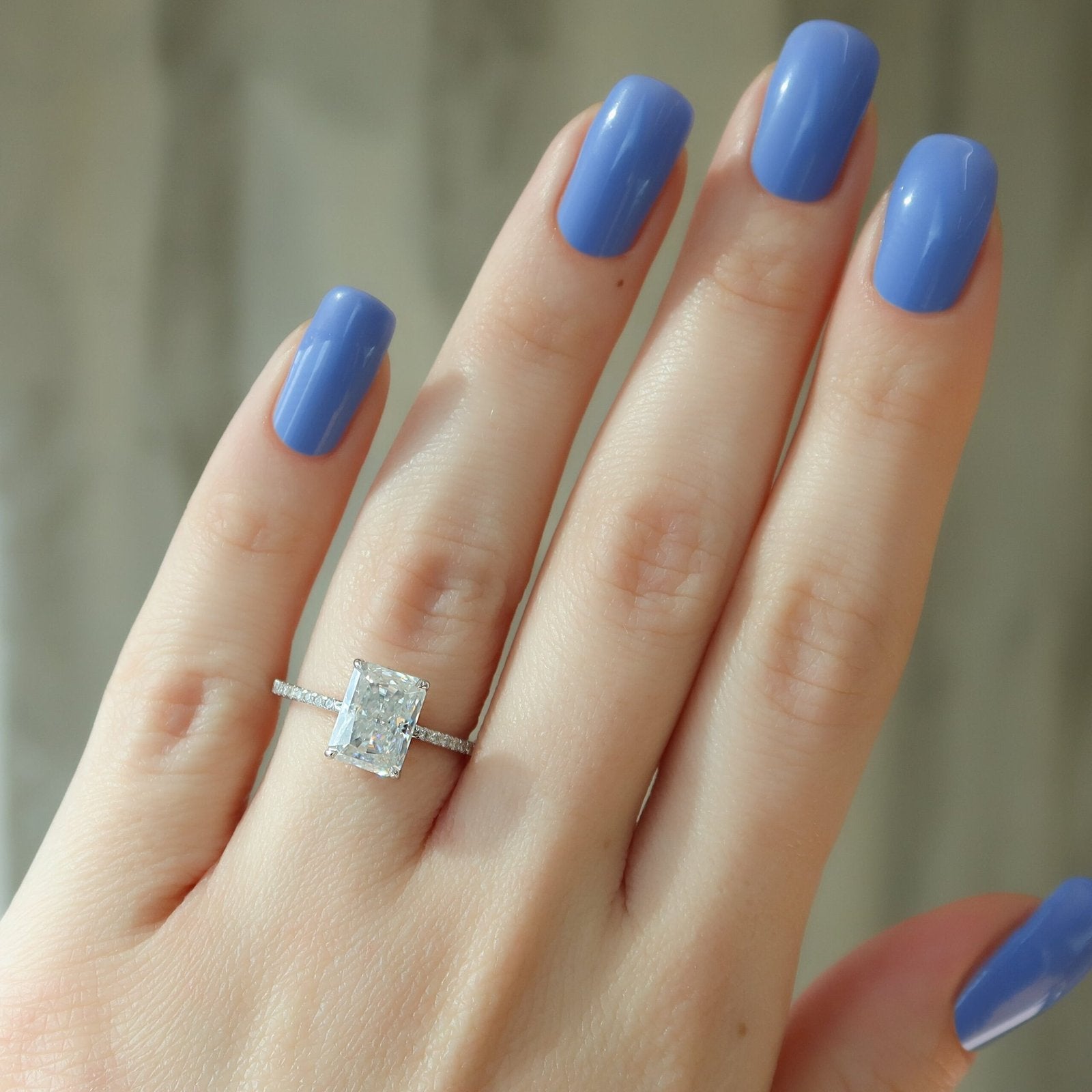 The Mandy Set  With A 1.5 Carat Radiant 14K White Gold Moissanite