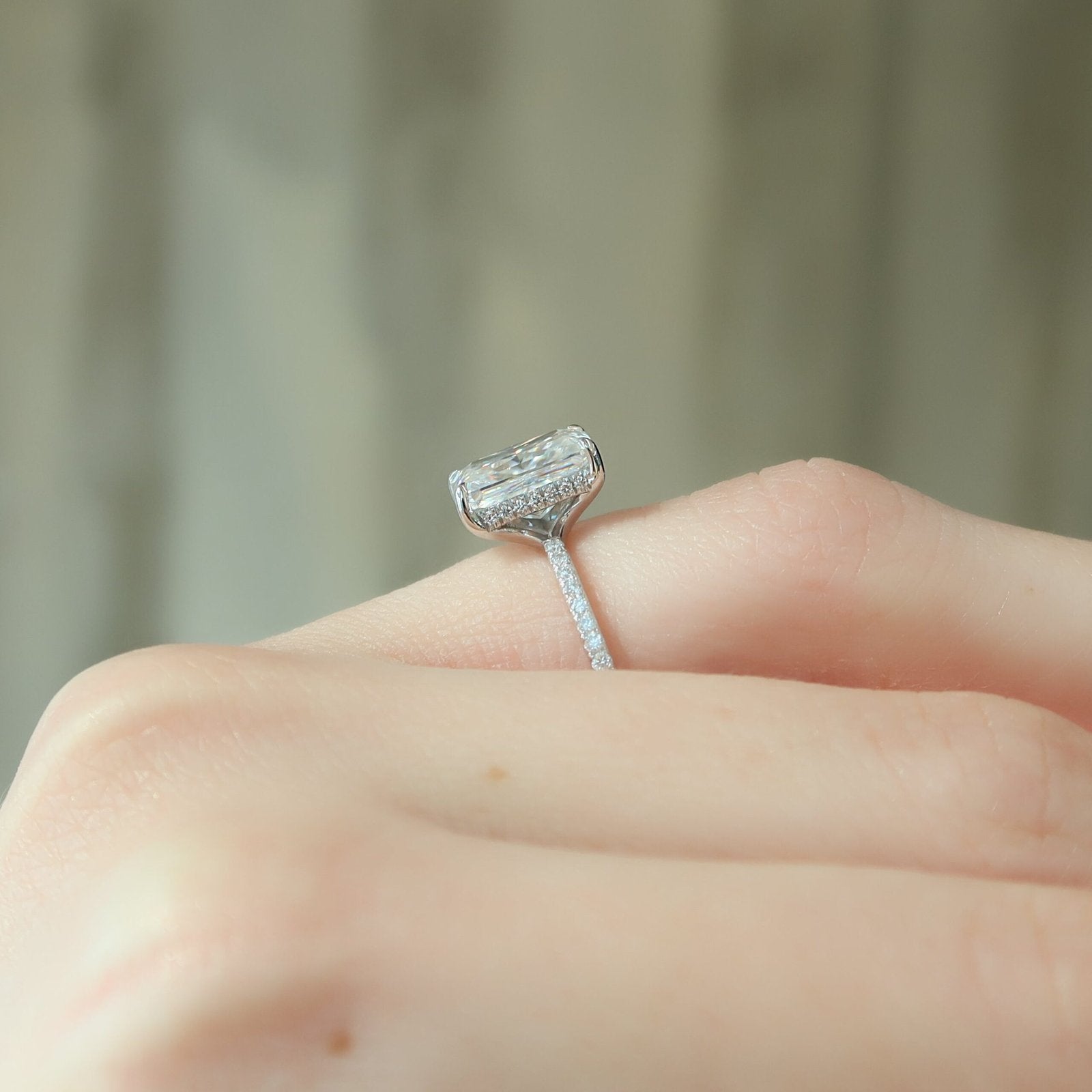 The Mandy Set  With A 2 Carat Radiant 18K White Gold Moissanite