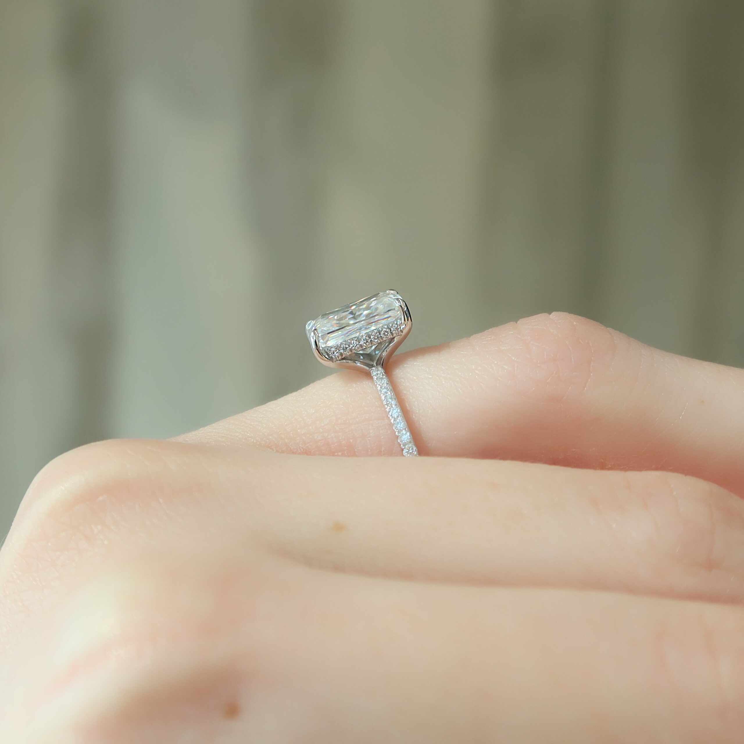 The Mandy Set  With A 1 Carat Radiant 14K White Gold Moissanite