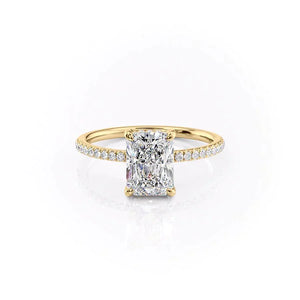 The Mandy Set  With A 4.5 Carat Radiant 18K Yellow Gold Moissanite