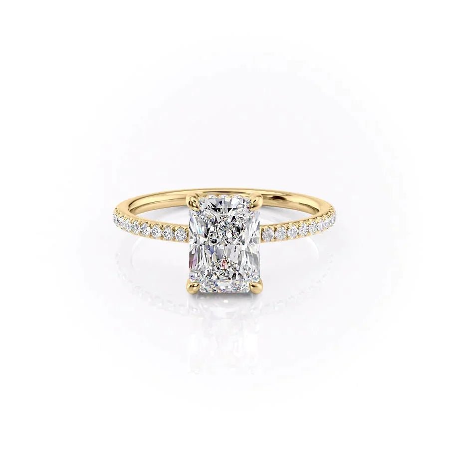 The Mandy Set  With A 1.5 Carat Radiant 14K Yellow Gold Moissanite