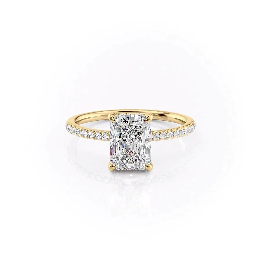 The Mandy Set  With A 4 Carat Radiant 18K Yellow Gold Moissanite