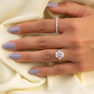 The Scarlett Set  With A 2.5 Carat Emerald 14K White Gold Moissanite