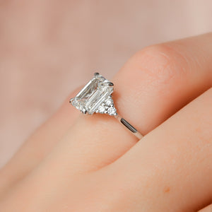 The Scarlett Set  With A 2.5 Carat Emerald 14K White Gold Moissanite