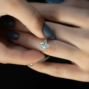The Scarlett Set  With A 2.5 Carat Marquise 14K White Gold Moissanite