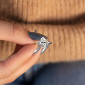 The Scarlett Set  With A 2.5 Carat Marquise 14K White Gold Moissanite