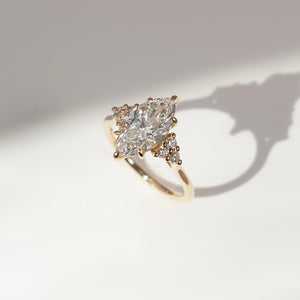The Scarlett Set  With A 2.5 Carat Marquise 14K Yellow Gold Moissanite
