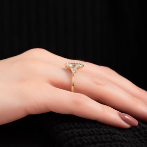 The Scarlett Set  With A 2.5 Carat Marquise 14K Yellow Gold Moissanite