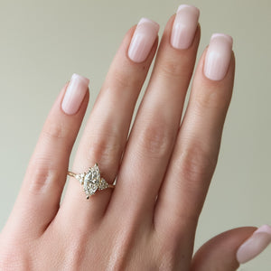 The Scarlett Set  With A 2.5 Carat Marquise 14K Yellow Gold Moissanite