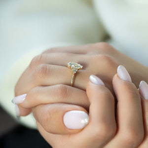 The Scarlett Set  With A 2.5 Carat Marquise 14K Yellow Gold Moissanite