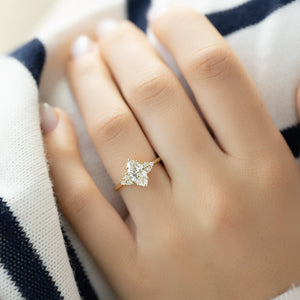 The Scarlett Set  With A 2.5 Carat Marquise 14K Yellow Gold Moissanite
