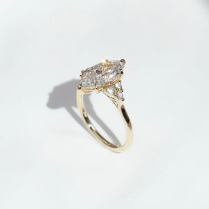 The Scarlett Set  With A 2.5 Carat Marquise 14K Yellow Gold Moissanite