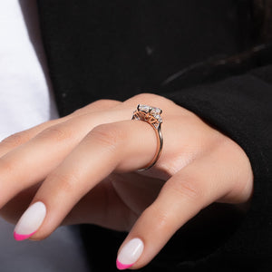 The Scarlett Set  With A 2.5 Carat Oval 14K Rose Gold Moissanite