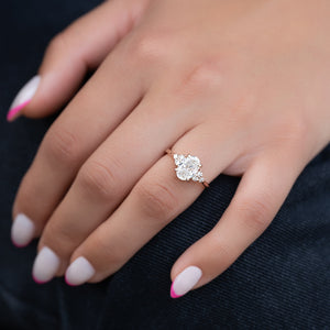 The Scarlett Set  With A 2.5 Carat Oval 14K Rose Gold Moissanite