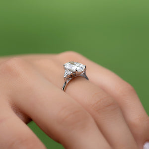 The Scarlett Set  With A 3.5 Carat Oval 14K White Gold Moissanite