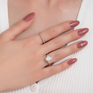 The Scarlett Set  With A 3.5 Carat Oval 14K White Gold Moissanite