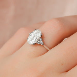 The Scarlett Set  With A 3.5 Carat Oval 14K White Gold Moissanite