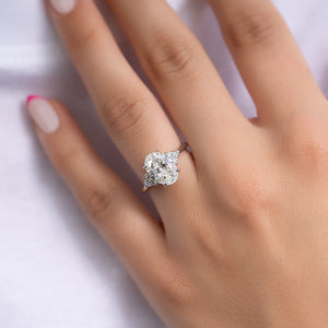 The Scarlett Set  With A 3.5 Carat Oval 14K White Gold Moissanite