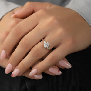 The Scarlett Set  With A 3.5 Carat Oval 14K White Gold Moissanite