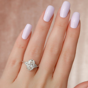 The Scarlett Set  With A 3.5 Carat Oval 14K White Gold Moissanite