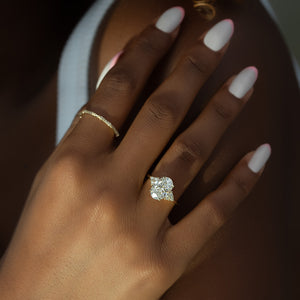The Scarlett Set  With A 2.5 Carat Oval 18K Yellow Gold Moissanite